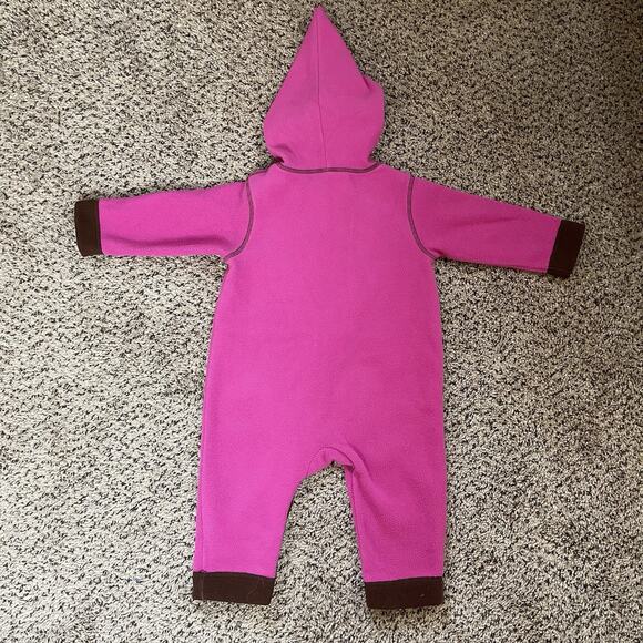 Hanna Andersson Baby US 18-24 Months Pink Fleece Zip Up Bunting Jumpsuit Sz 80 - Picture 4 of 6